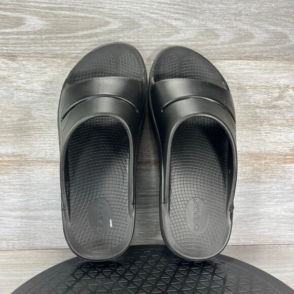 OOFOS Men's OOAHH Black Recovery Slide Sandals Size 10 - Picture 5 of 8